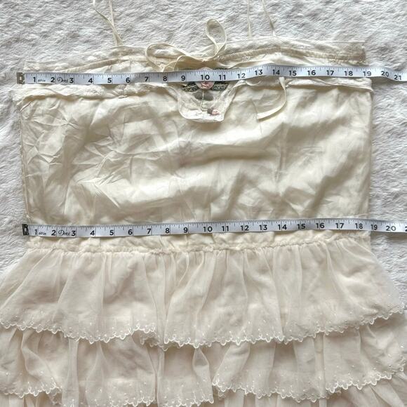 LoveShackFancy NWT Myrna Tiered Mini Antique Ivory Silk Slip Dress size Large - Picture 14 of 15